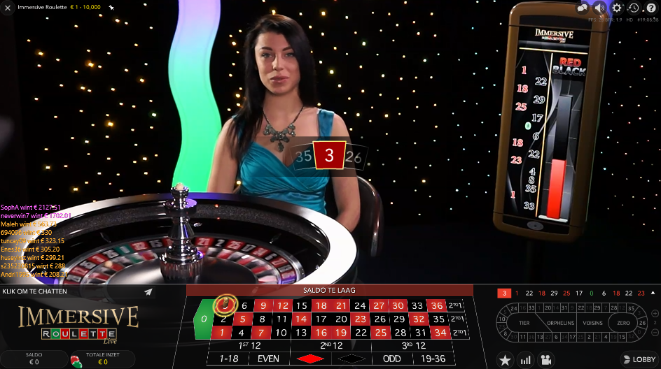 Spelbediening Immersive Roulette